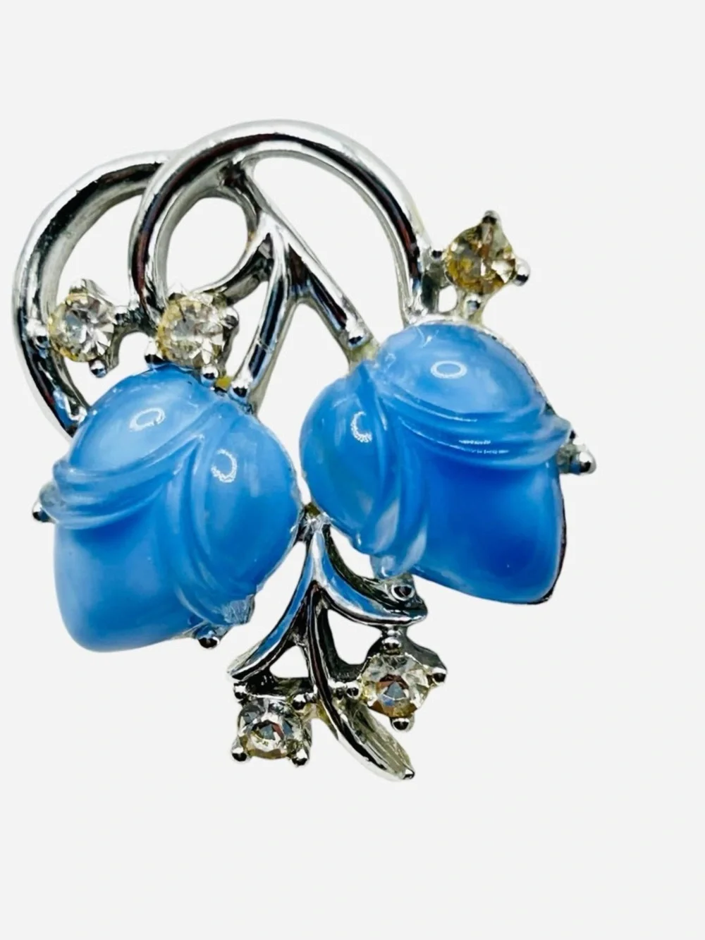Coro Blue Fruit Salad Molded Glass Necklace Earring Demi Parure
